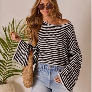 Vici Black and White Off-the-Shoulder Sweater